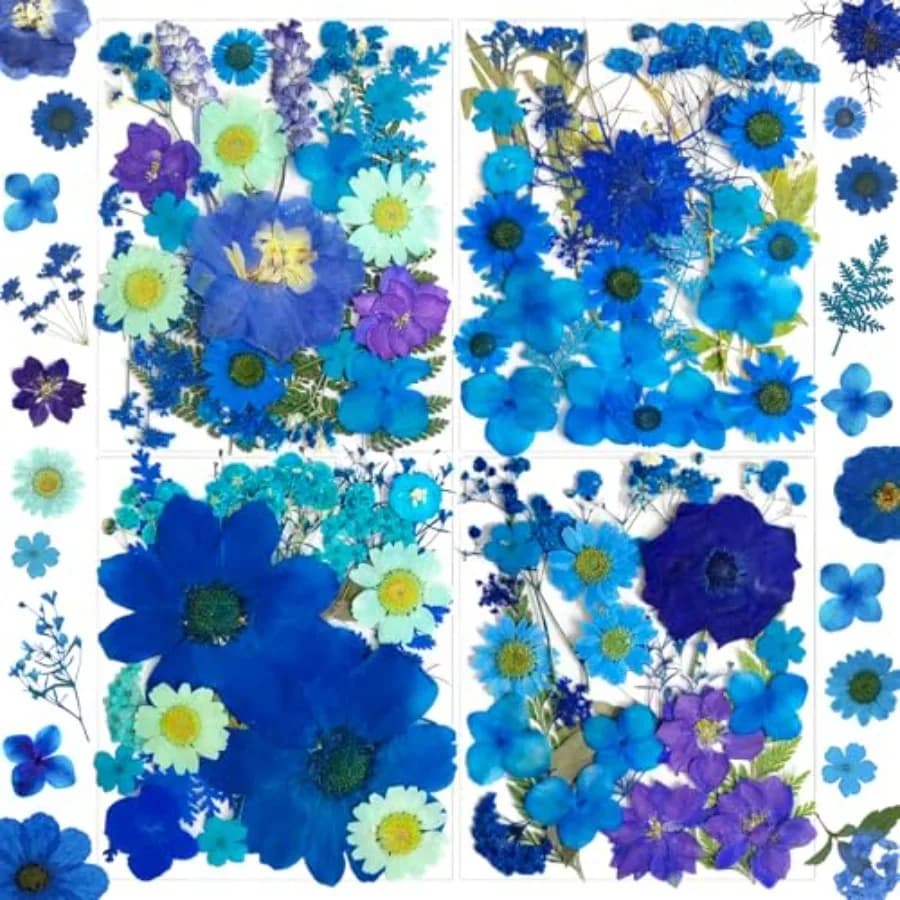 94 Pezzi di Fiori Essiccati e Pressati per Stampi in Resina, Assortimento di Fiori Naturali Secchi per Artigianato Fai-da-Te, Gioielli in Resina Epossidica, Candele, S