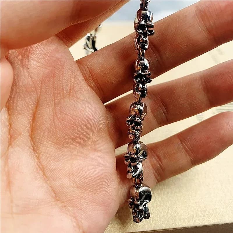 Punk Skull Bracelet For Men Trendy Gothic Rock Daily Concert Party Wrist Jewelry Birthday Holiday Gift For Rock Lovers