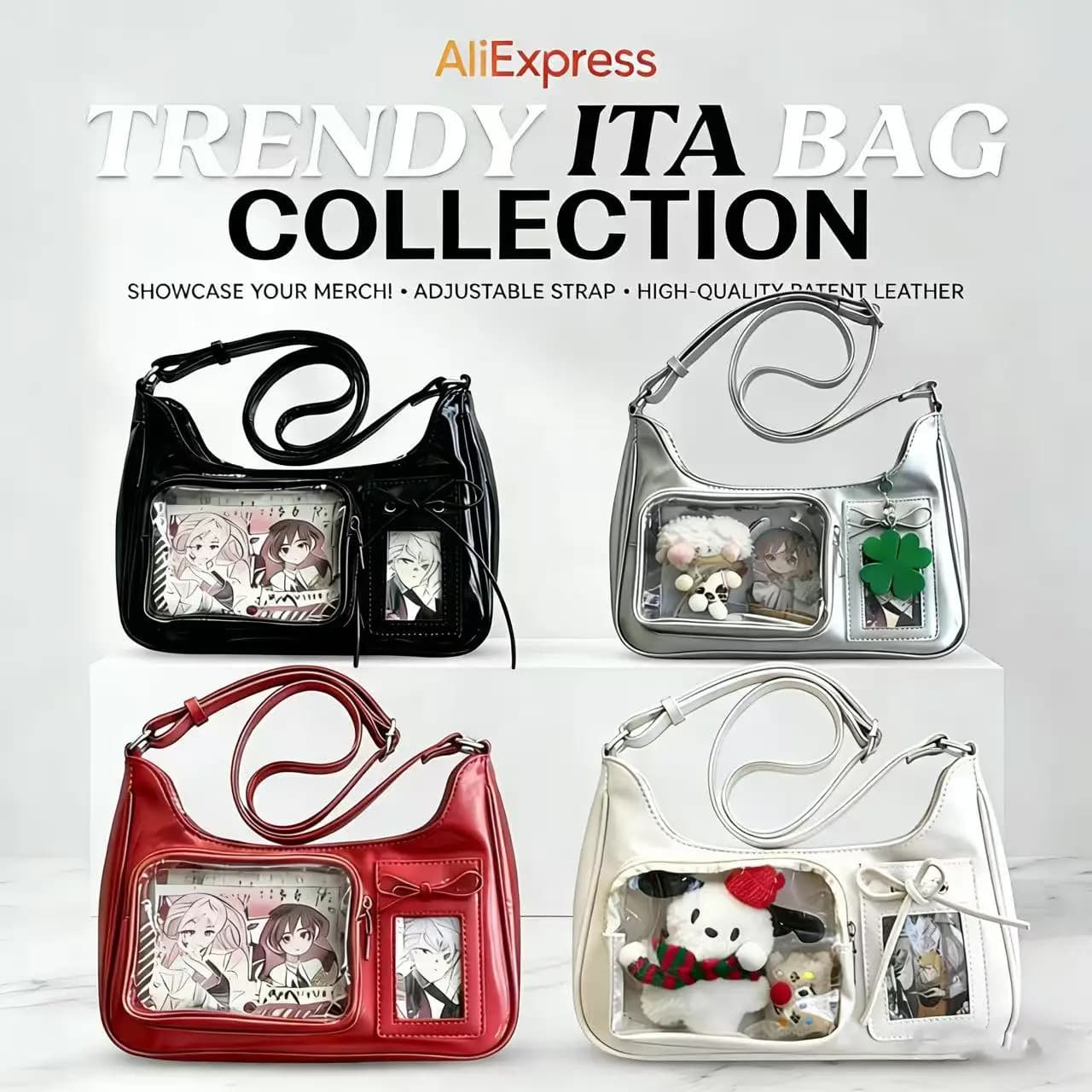 Borsa a Tracolla Y2k Harajuku per Donne, Borsa Ita Trasparente Coreana, Borsa a Tracolla Scolastica, Borsa Preppy di Design Giapponese