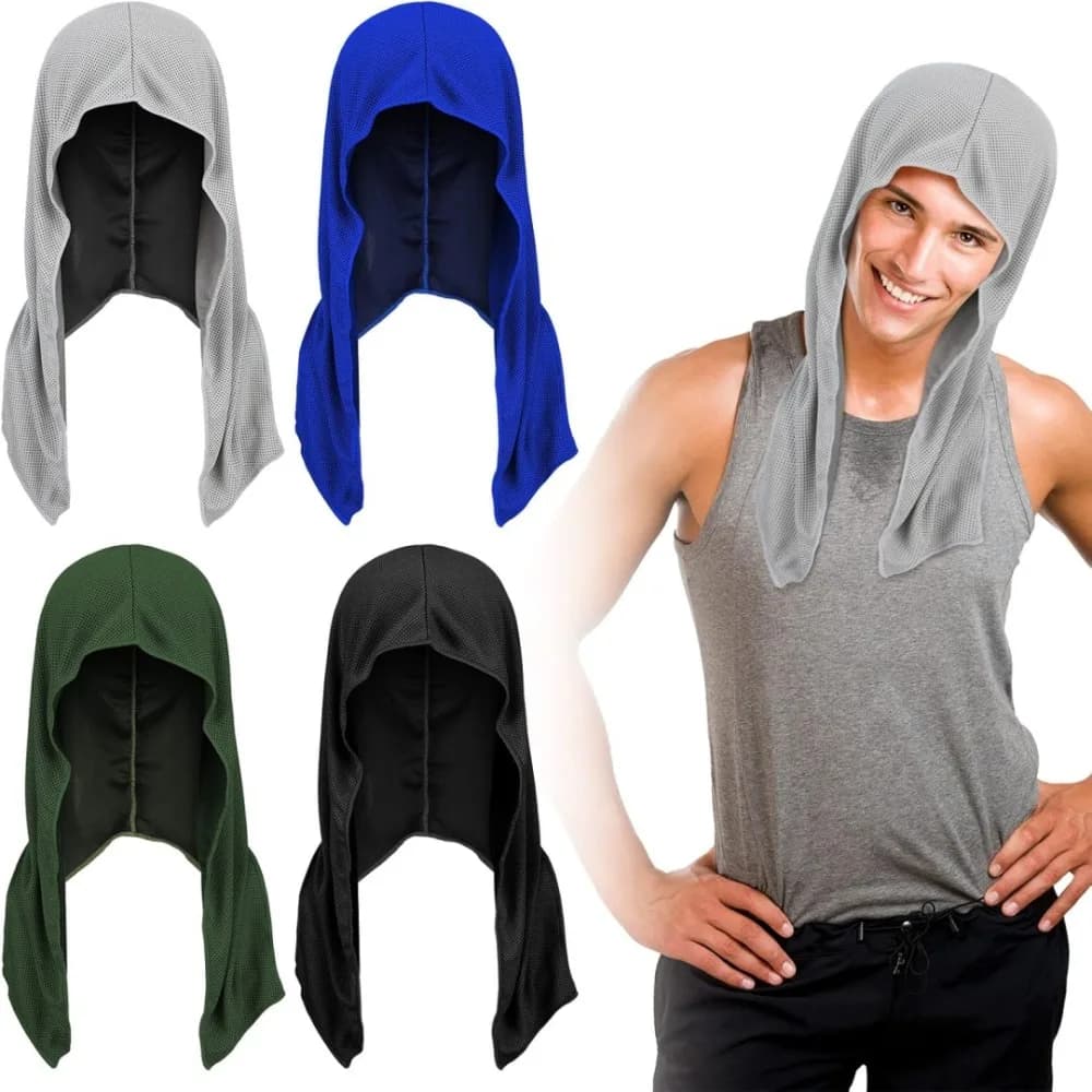 Asciugamano fresco estivo con cappuccio Protezione solare Isolamento Foulard ad asciugatura rapida con bottoni per escursioni Pesca Sport da spiaggia all'aperto