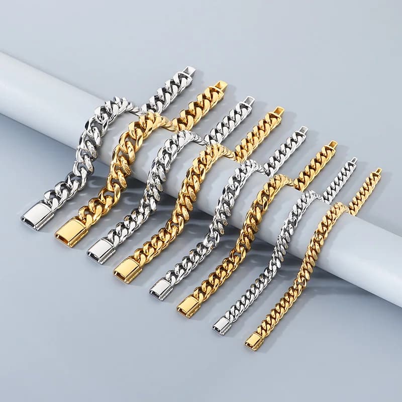 KALEN 12/15mm Miami Cuban Link Bracelet for Men Punk Thick Stainless Steel Jewelry Polished Gold Color Hip Hop Fashion Accessory