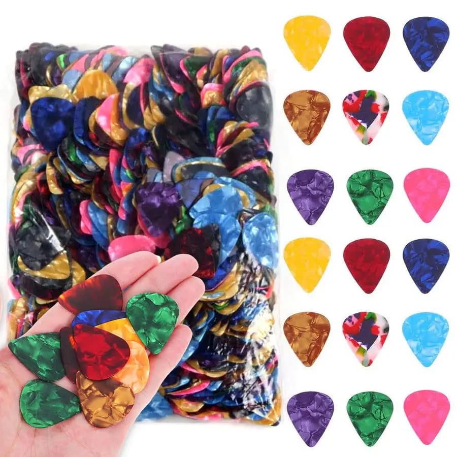 12-100pcs Celluloid Guitar Picks, Multi Gauge Standard Plectrums for Acoustic Folk Guitar, Music Lovers & Daily Practice XJM