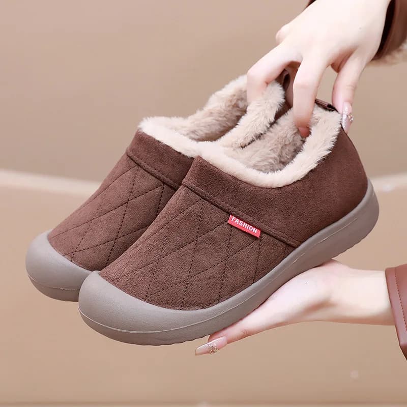 Women's Winter Fleece Lined Cotton Boots Comfortable Warm Fashionable Shoes Velvet Cloth Mom Shoes Short Casual Style