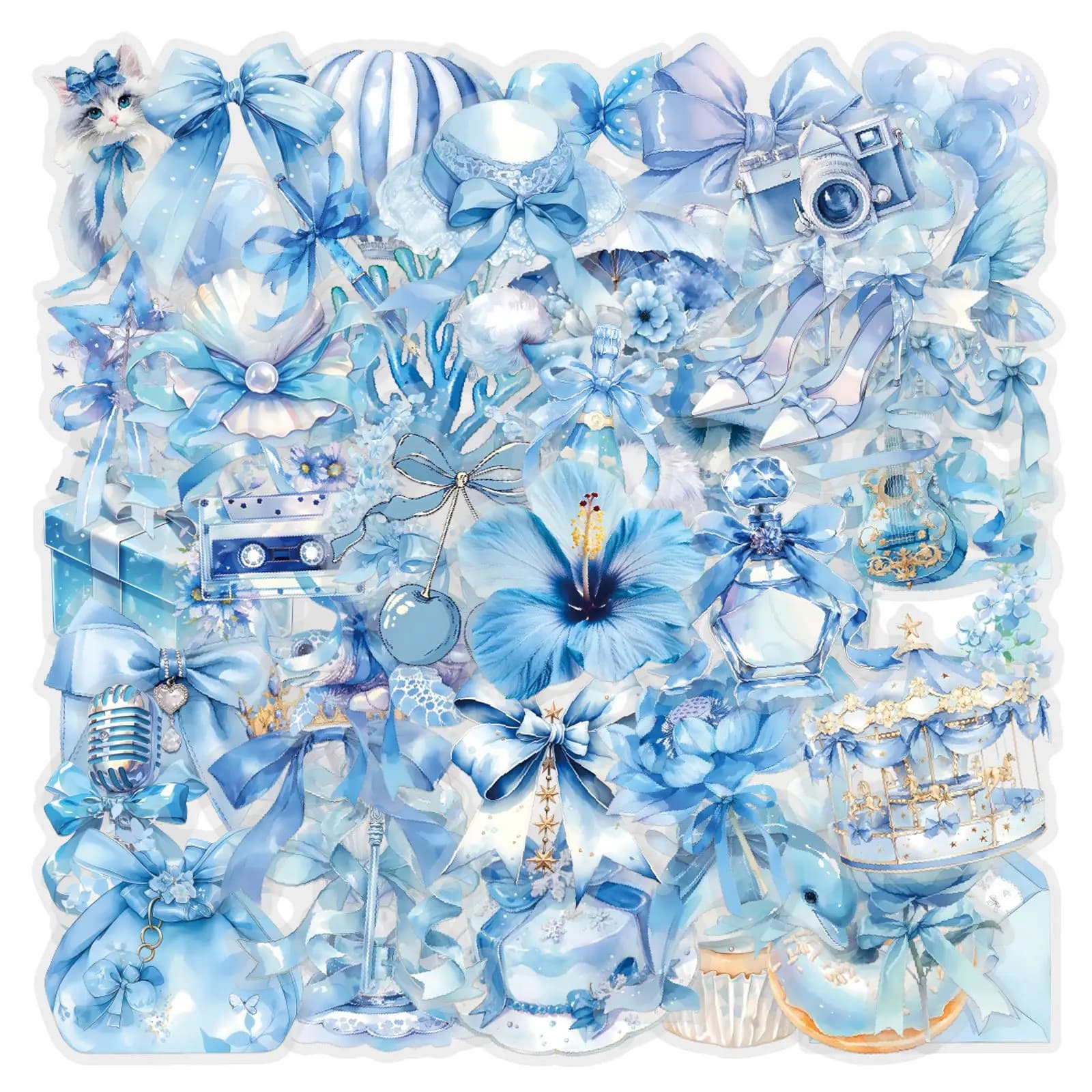 62/124 pezzi PET trasparente blu personalizzato graffiti cancelleria notebook adesivi decorativi bagagli tazze d'acqua adesivi scooter
