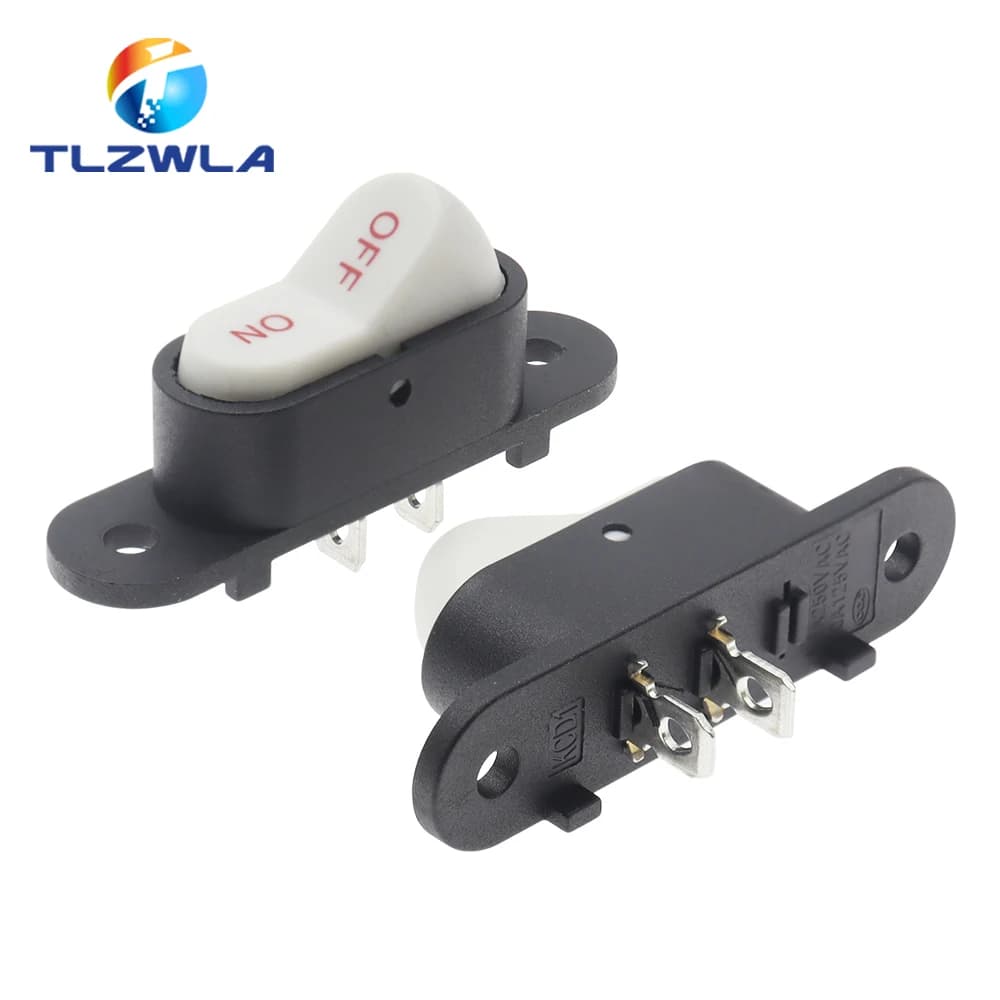 5PCS KCD1 Balance Switch 6A 250V AC 2Pin OFF/ON Switch Electric Rise Brush 10A 125V Used For Electric Tiles