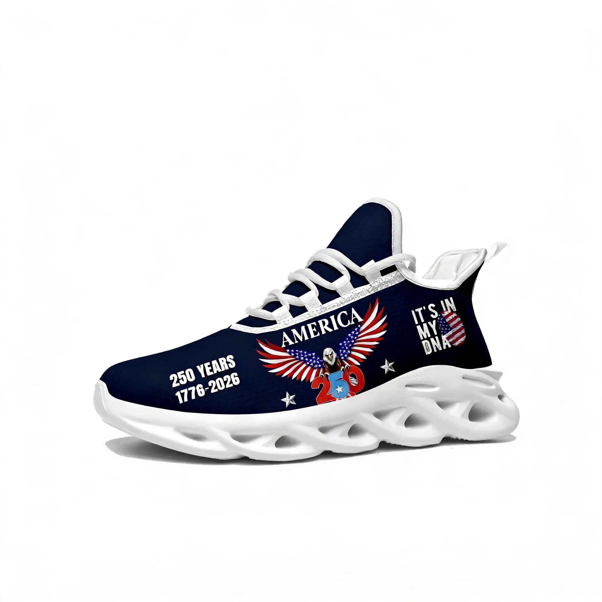Sneakers per il 250° Anniversario dell'America 1776-2026, Scarpe da Corsa Sportive per Uomo e Donna, Calzature Resistenti con Lacci, Scarpe Personalizzate Bianche