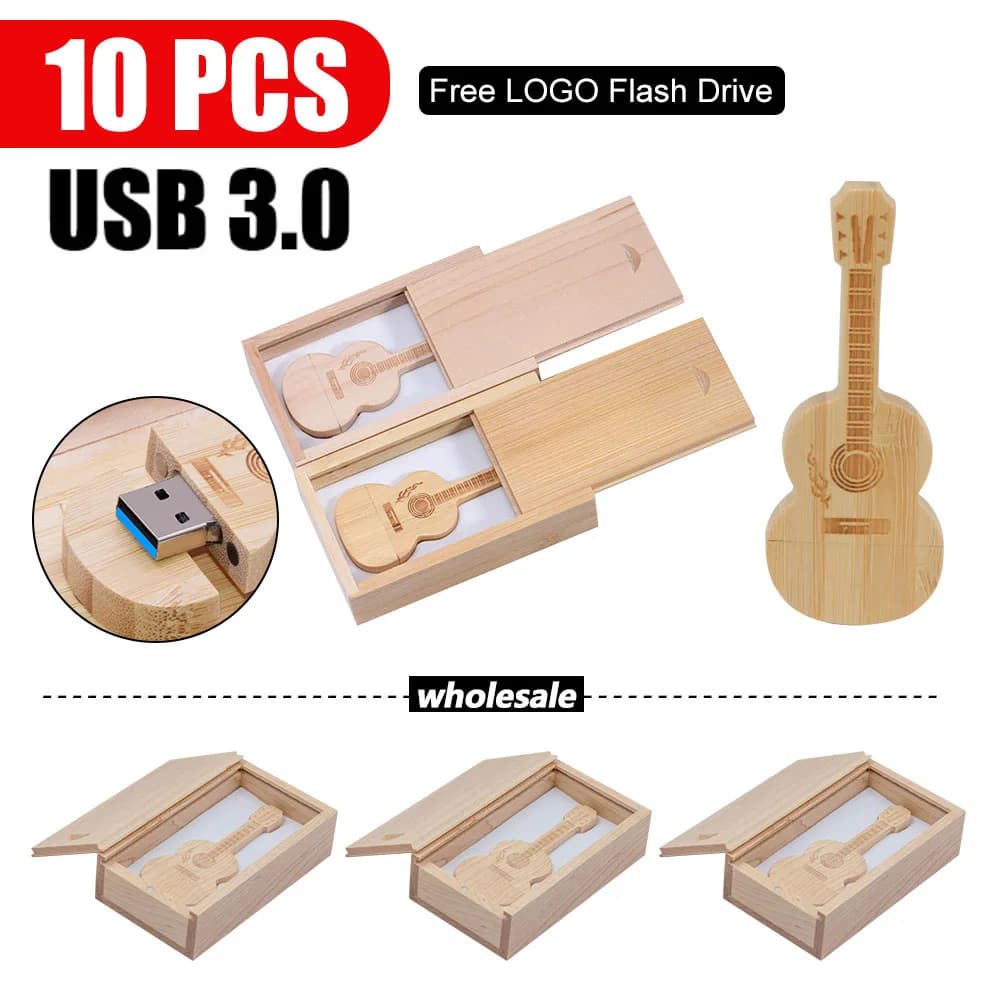 10 pz/lotto (LOGO Libero) Chiavetta USB in Legno con Scatola Pendrive 3.0 4GB 8GB 16GB 32GB 64GB 128GB Memory Stick Regalo di Nozze