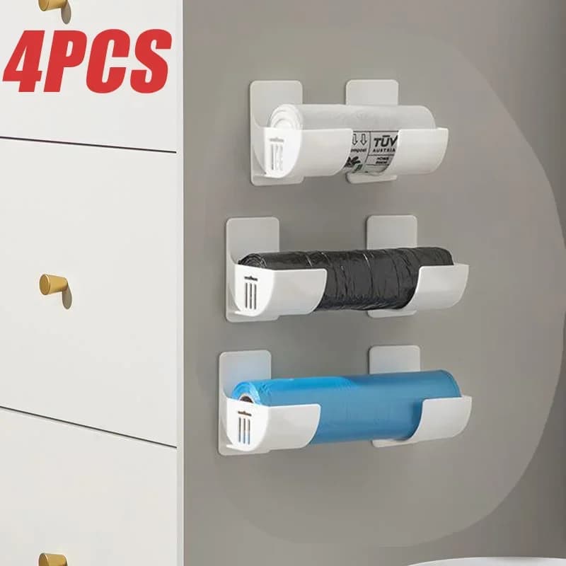4/2pcs Cucina Bagno Montaggio A Parete In Plastica Poly Trash Sacchetto Dei Rifiuti Portarotolo Dispenser Freschezza Pellicola Rotolo di Stoccaggio rack per armadio