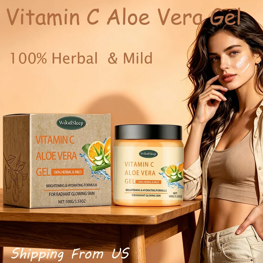 Woodsleep Gel Viso 100g con Vitamina C e Aloe, Schiarisce il Tono della Pelle, Idratazione Profonda, Purifica i Pori, Formula Delicata, Crema Viso