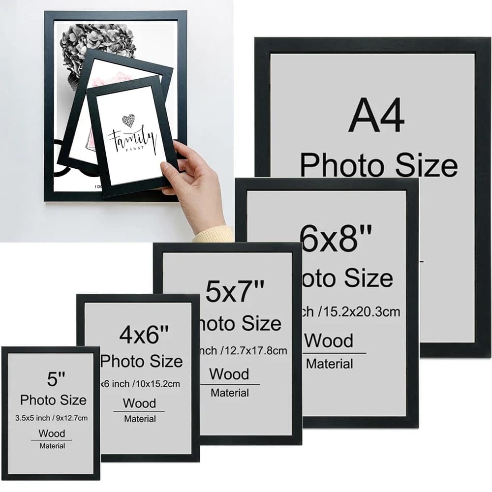 2/3/4 pz 5 ''6'' 7''A4 A4 cornice per Poster in legno cornice per foto di famiglia certificati neri classici decorazioni per la casa cornice per foto