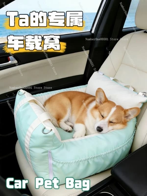 Seggiolino auto per animali domestici, letto sicuro da viaggio per cani, gatti, cuscino caldo invernale, cestino portaoggetti portatile