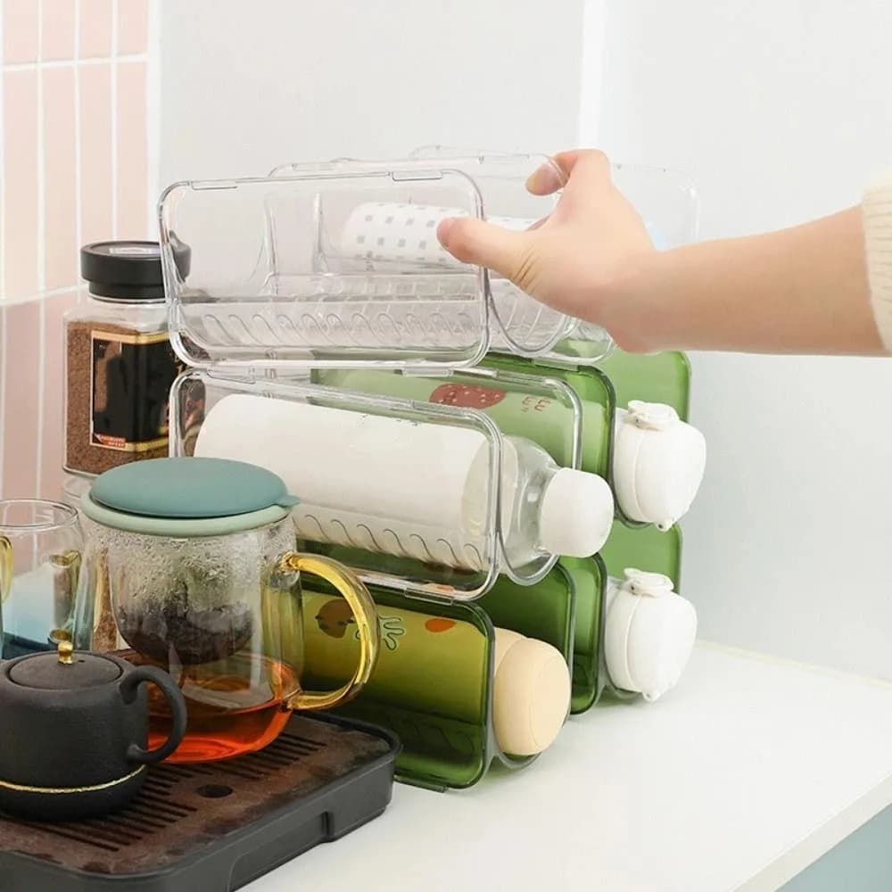 Transparent Curling Iron Storage Rack Stackable Reusable Bottle Storage Holder Sturdy Durable Desktop Bottle Rack