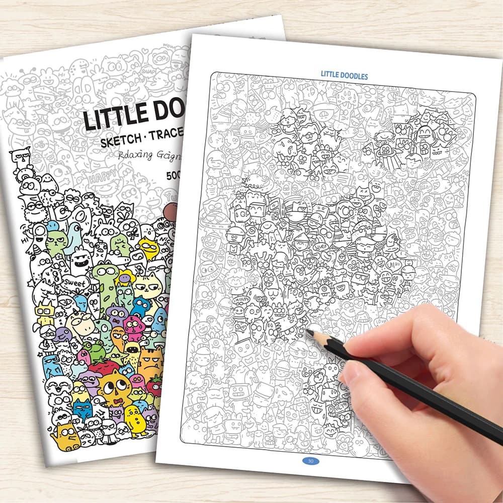 Little Doodle Monster Coloring & Tracing Book for Adults, Relaxing 5000+ Fun Character Art Pages, Anxiety Relief Creative Sketch