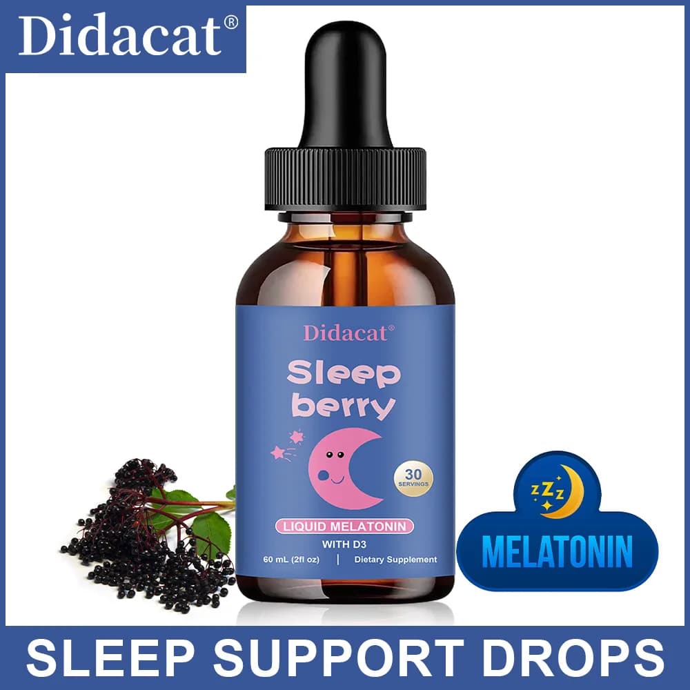 Liquid Melatonin - with Elderberry and Vitamin D - Immune System Sleep Support - Melatonin Drops