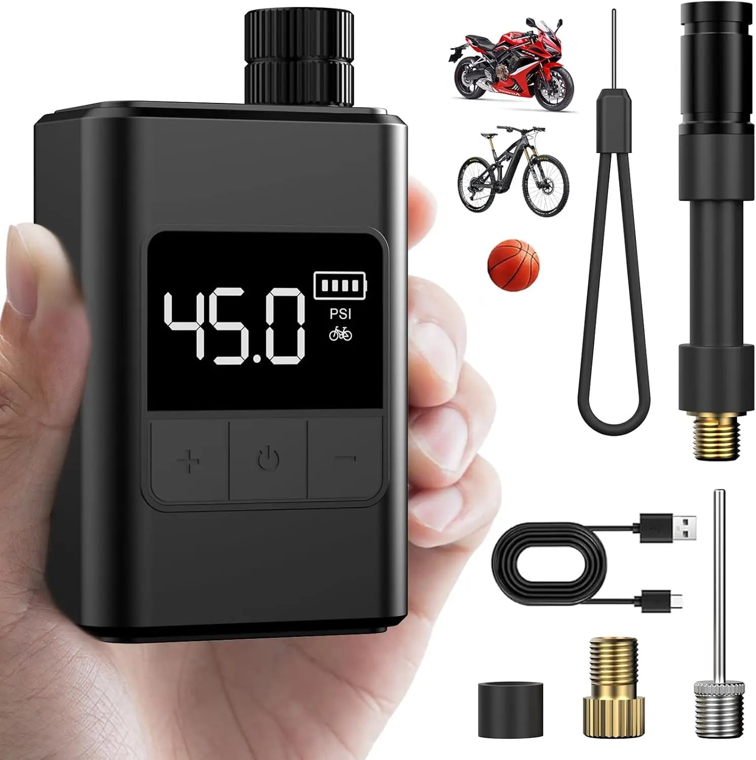 Mini pompa da bicicletta Pompa per bici elettrica da 120 PSI portatile con valvola Presta e Schrader per bici da strada Mountain bike Bici urbane