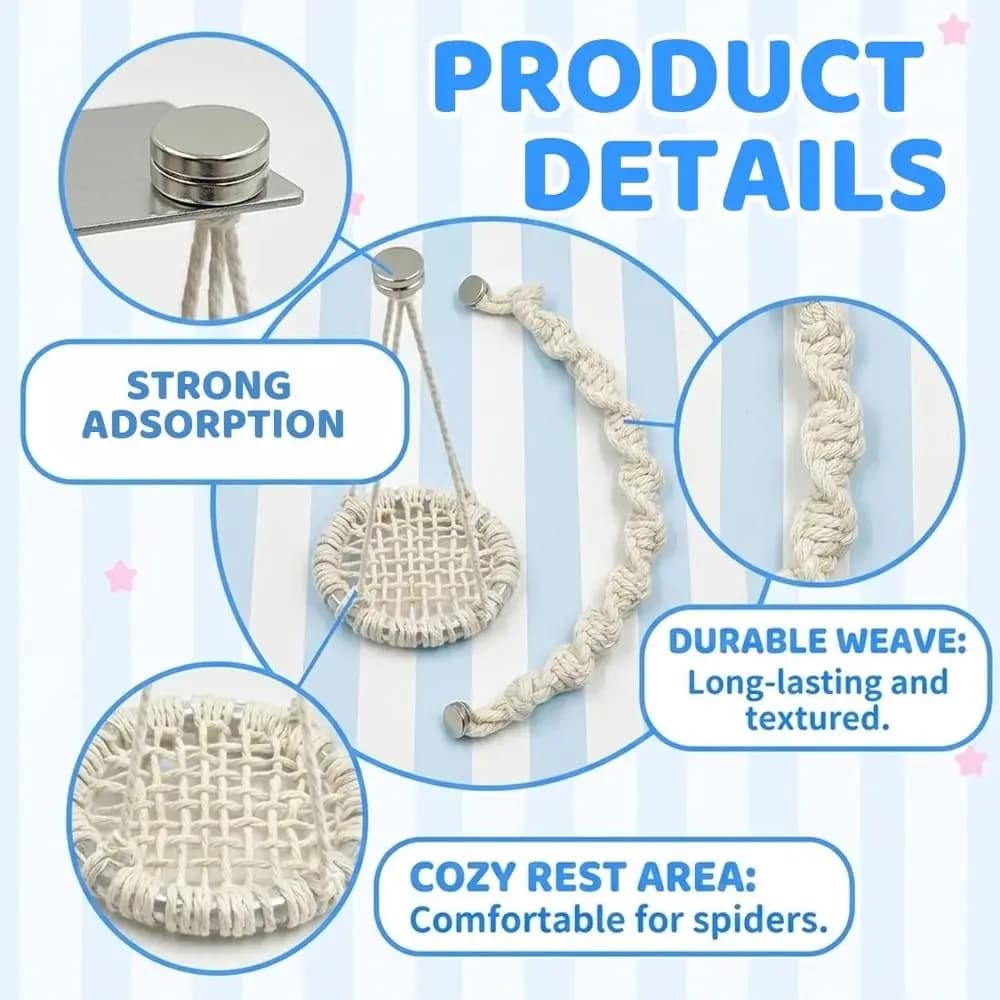 Hangable Jumping Spider Ropes Multi-Function Non-toxic Reptile Bridge Swings Handmade Jumping Spider Enclosure Pet Supplies