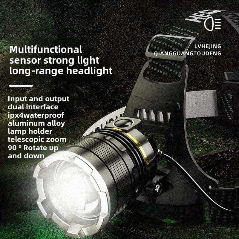 LED ultra forte faro con rilevamento zoom testa di ricarica torcia faro ad alta potenza faro da 1000 M utilizzando 2 * 18650 pesca