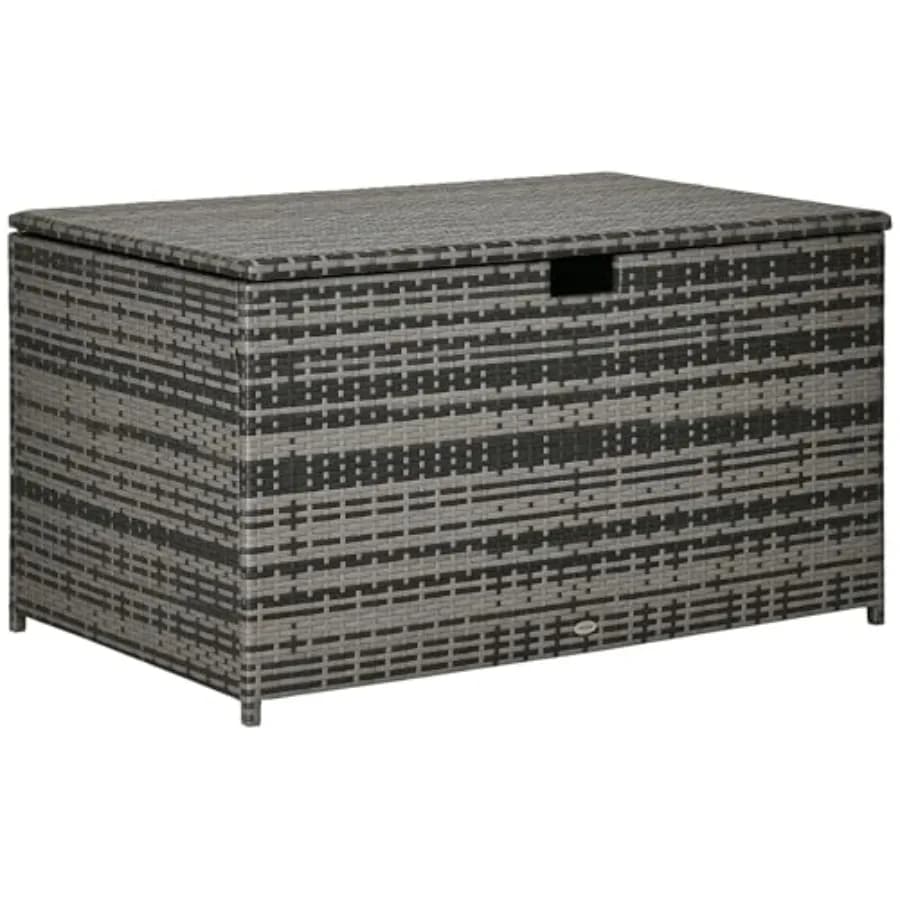 113 Gallon Rattan Exterior Box, Waterproof Patio Bearing Box, Interior and Exterior Furniture, Swimming Pool Supplies