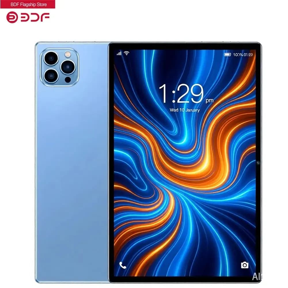 Tablet PC BDF 10.1 Pollici, 8GB RAM 128GB ROM, Android 13, Processore Octa-Core, 4G LTE WiFi, Versione Globale per Accesso Internet