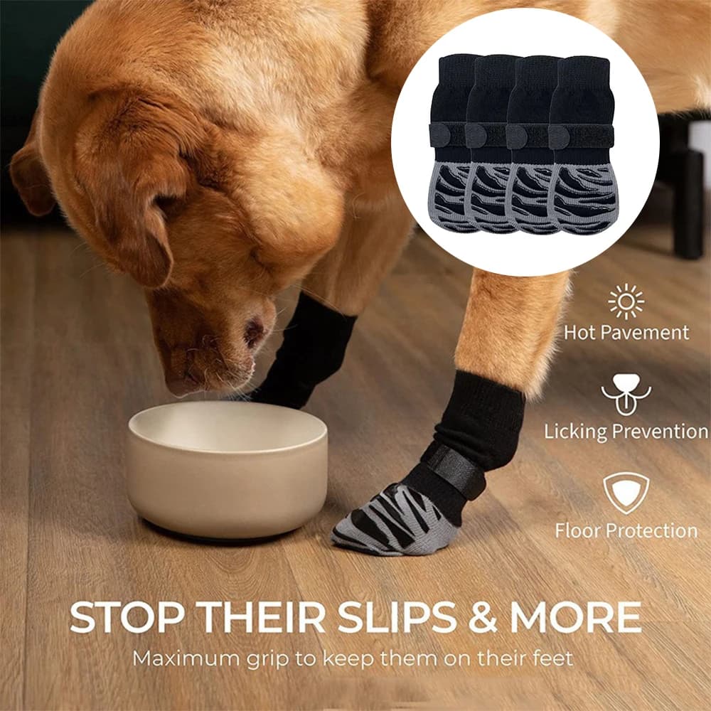 Calzini traspiranti per cani da compagnia all'aperto Cravatta nera Anti-spargimento Calzini antiscivolo per cani di taglia media Scarpe per cani impermeabili Forniture per animali domestici