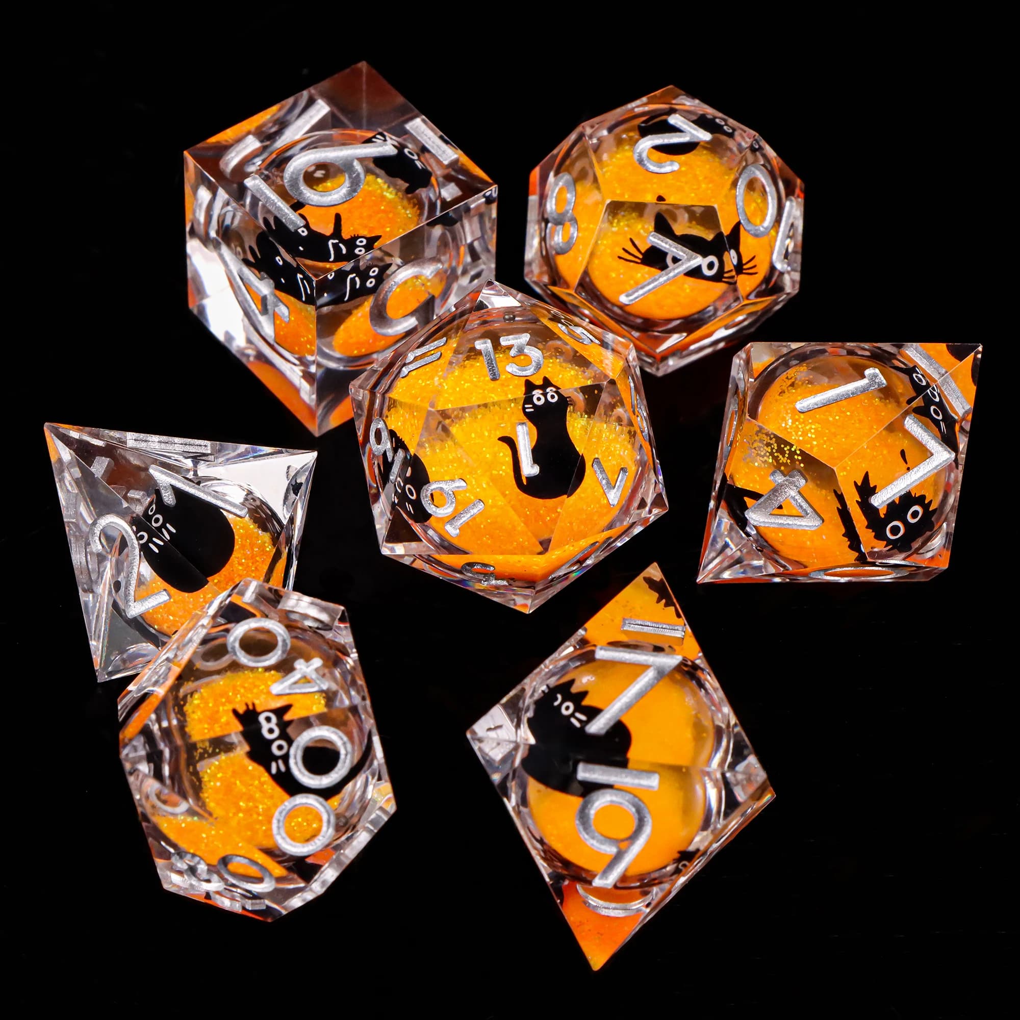 Dadi per gatti con nucleo liquido Dadi con bordo affilato per Dungeoni e draghi Dadi per animali Dadi per gatti dnd in resina D20 Dadi d&d, Set di dadi Galaxy