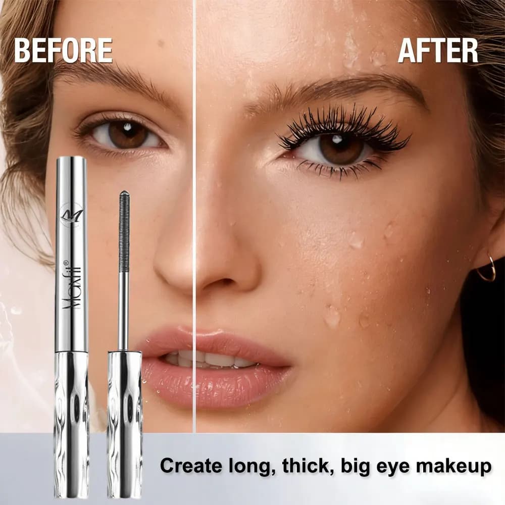 Long-lasting waterproof tube mascara, which infuses and stretches, with spiral brush to curve the eyelashes and resistant to drooping.