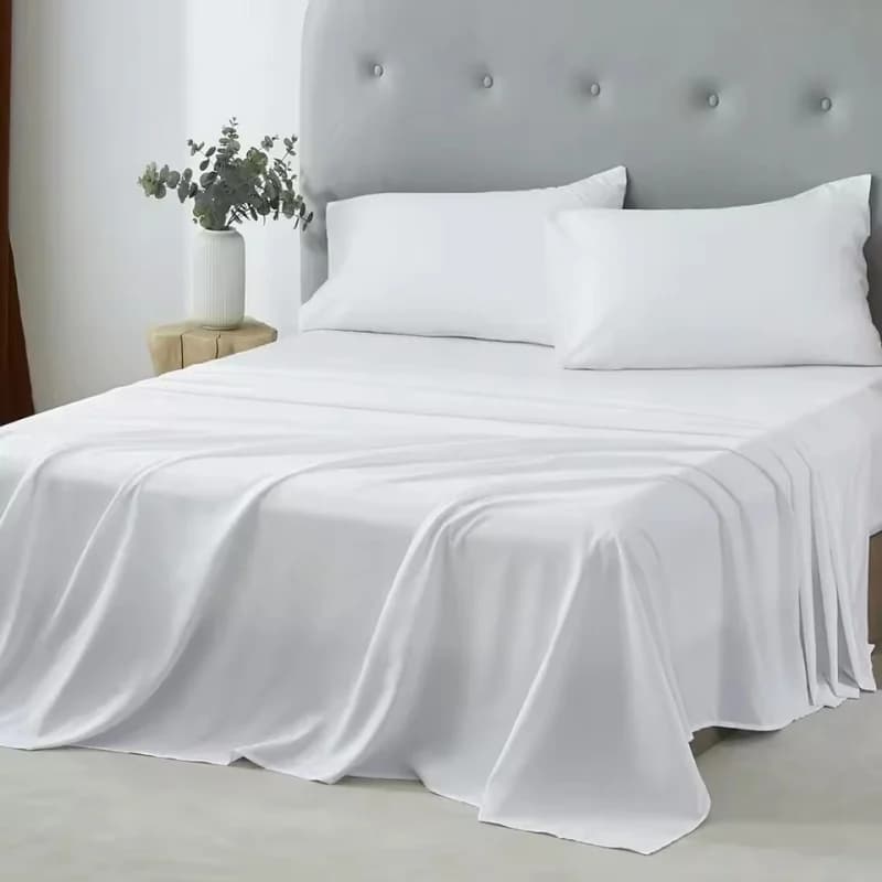 Lenzuolo Piatto King Size USA, Bianco Tinta Unita, 274x259cm, per Letto Matrimoniale Casa e Hotel, Traspirante, Lavabile in Lavatrice, Per Tutte le Stagioni