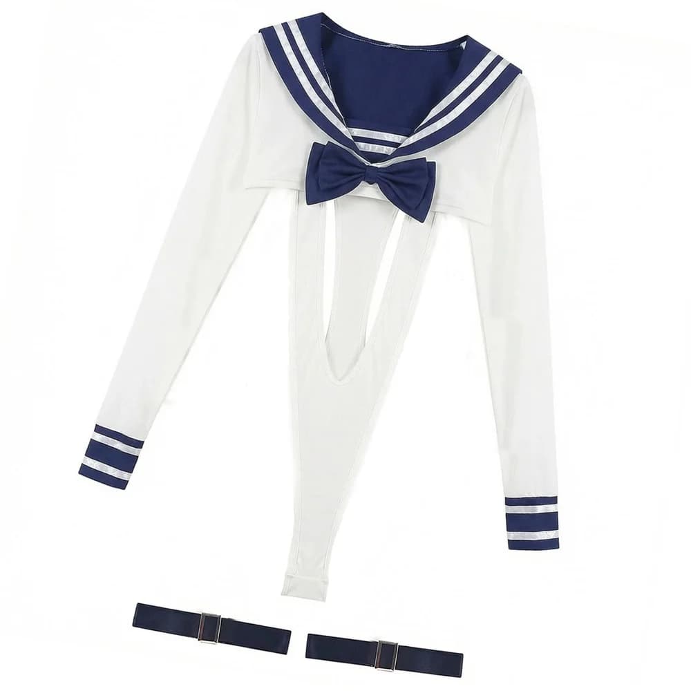AniLV Costume da Studentessa Giapponese in Stile Anime, Lingerie Sexy, Body con Spalline, Pigiama Provocante, Outfit Erotico, Costume per Cosplay