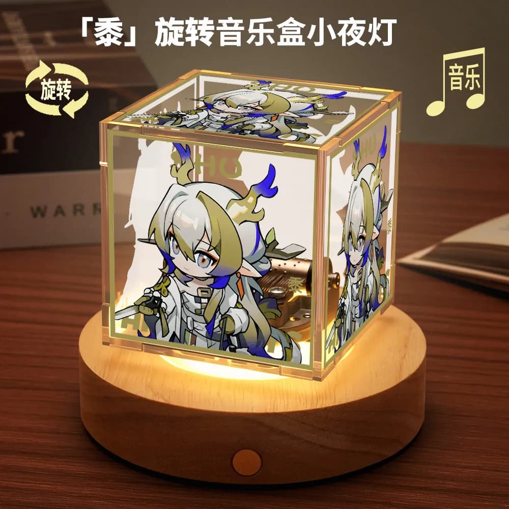 Arknights Surtr Shu Mizuki Cosplay Cartoon Night Light Table Lamp Lamplet Rotate Music Box Accessories Model Models Prop