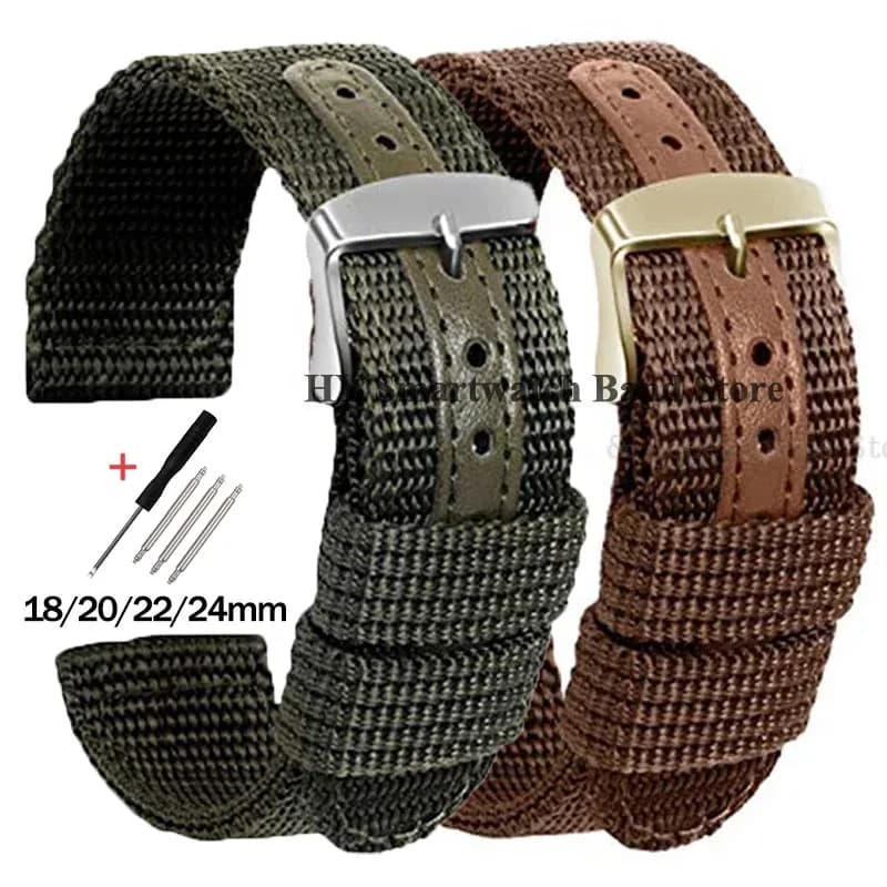 18mm 20mm 22mm 24mm Elastic Nylon Watch Band for Men Women Fabric Bracelet Leather Wrist Band Sport Watch Strap Accessories