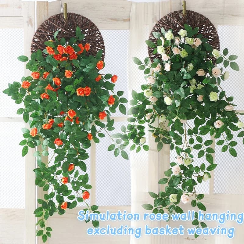 1 pz viti artificiali fiori finti rosa vite piante sospese pianta verde giardino domestico recinzione da parete decorazione di nozze all'aperto