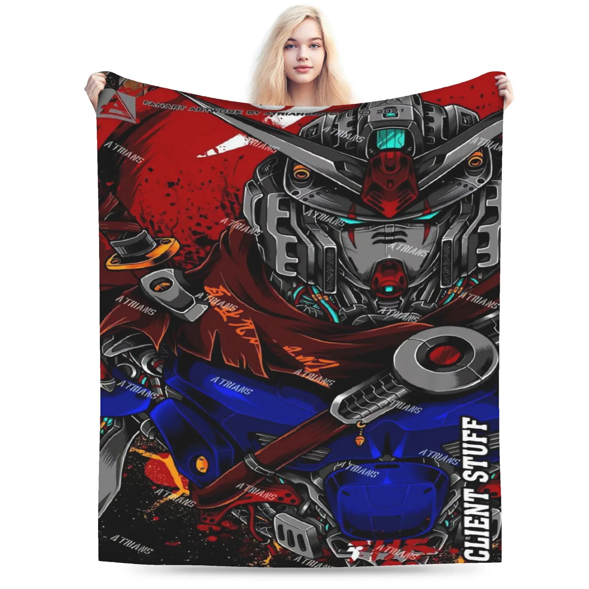 Morbida Coperta Calda per Bambini e Adulti, Coperta da Viaggio per Aereo con Robot Gundam Anime, Copriletto in Flanella per Arredamento Casa, Copridivano e Copriletto