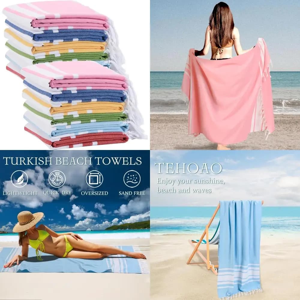 Asciugamani da spiaggia a righe turche oversize 39x71 sfusi - Confezione da 12 grandi asciugamani da piscina da bagno ad asciugatura rapida per adulti Asciugamano da viaggio leggero