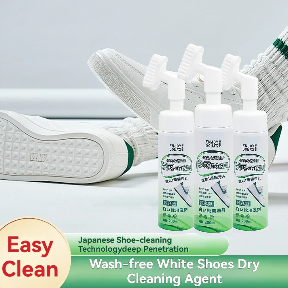 Schiuma detergente per scarpe con testina: delicata pulizia senza acqua per scarpe bianche, uso domestico e in viaggio