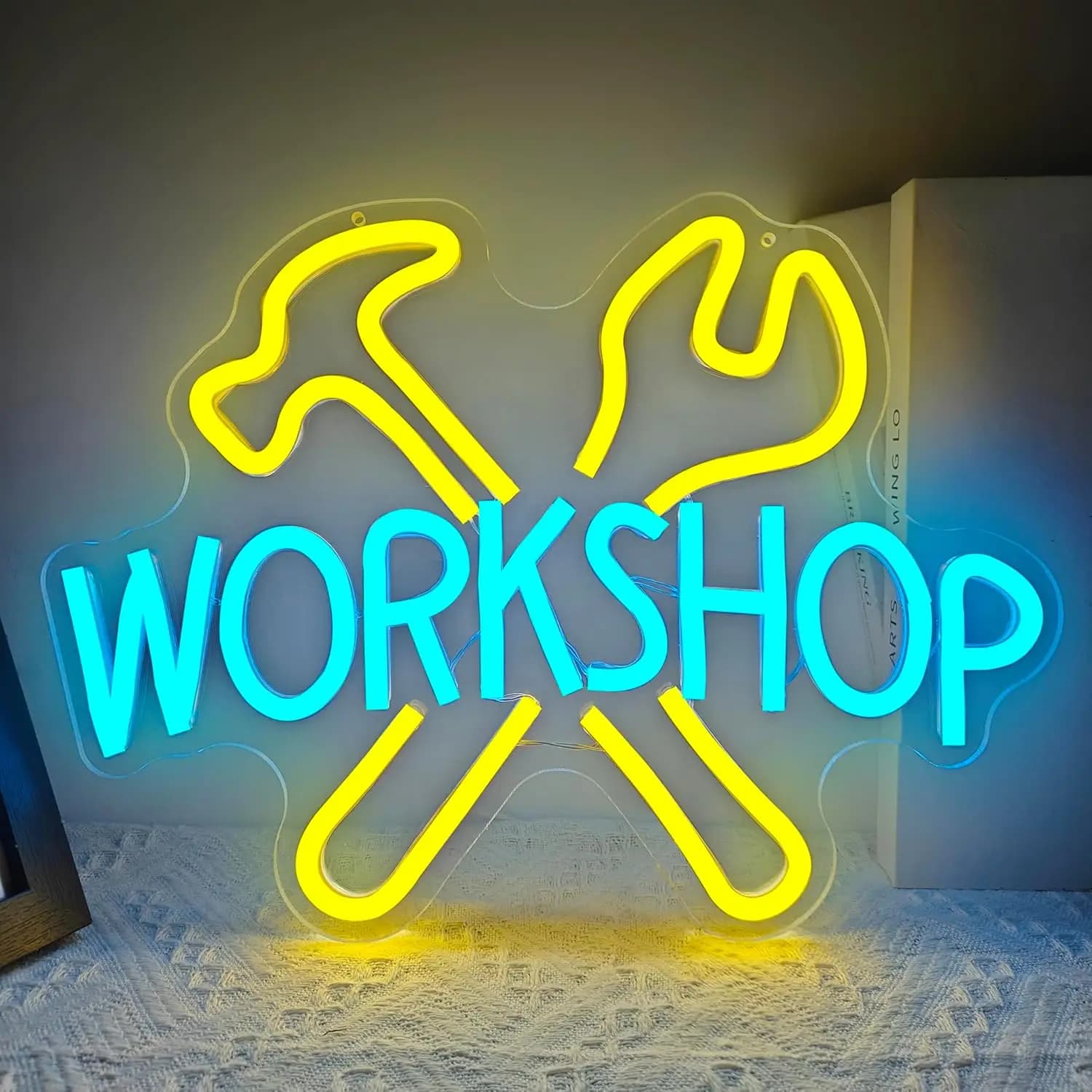 Insegna Luminosa al Neon da Officina, Insegna LED al Neon Dimmerabile USB, Decorazione Murale per Camera da Letto, Sala Giochi, Soggiorno, Regali per Feste di Compleanno