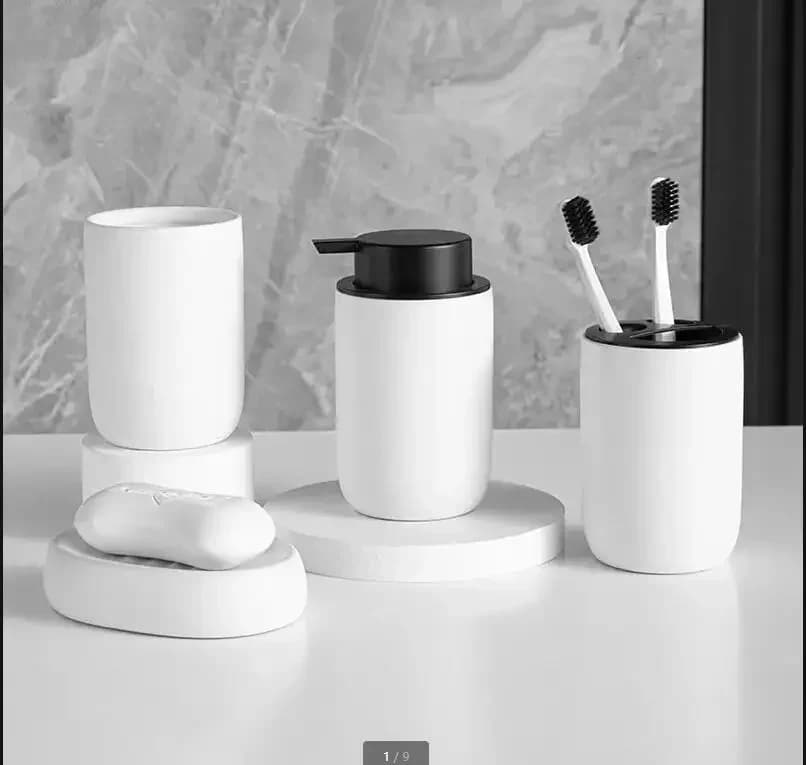 Simple Ceramic Washing Kit Soap Dispenser Mouthwash Cup Set Hotel Bathroom Four Piece Set Modern Home Bathroom Accessories Set