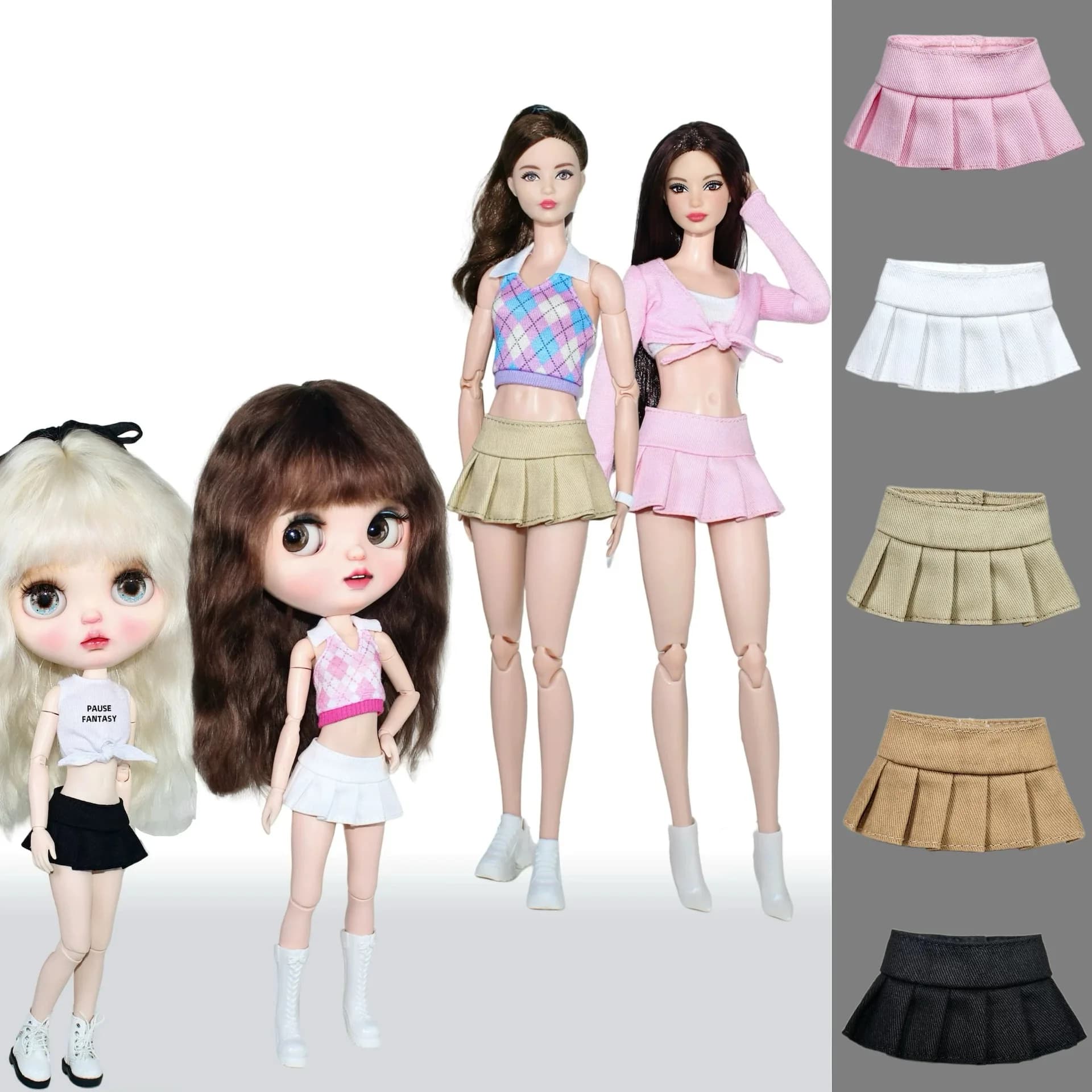 30 centimetri OB24 Moda Supermodelo Bambola Vestire Accessori Spice Girls Sexy Breve Gonna A Pieghe A Vita Bassa Per 1/6 BJD FR PP Xinyi BABI