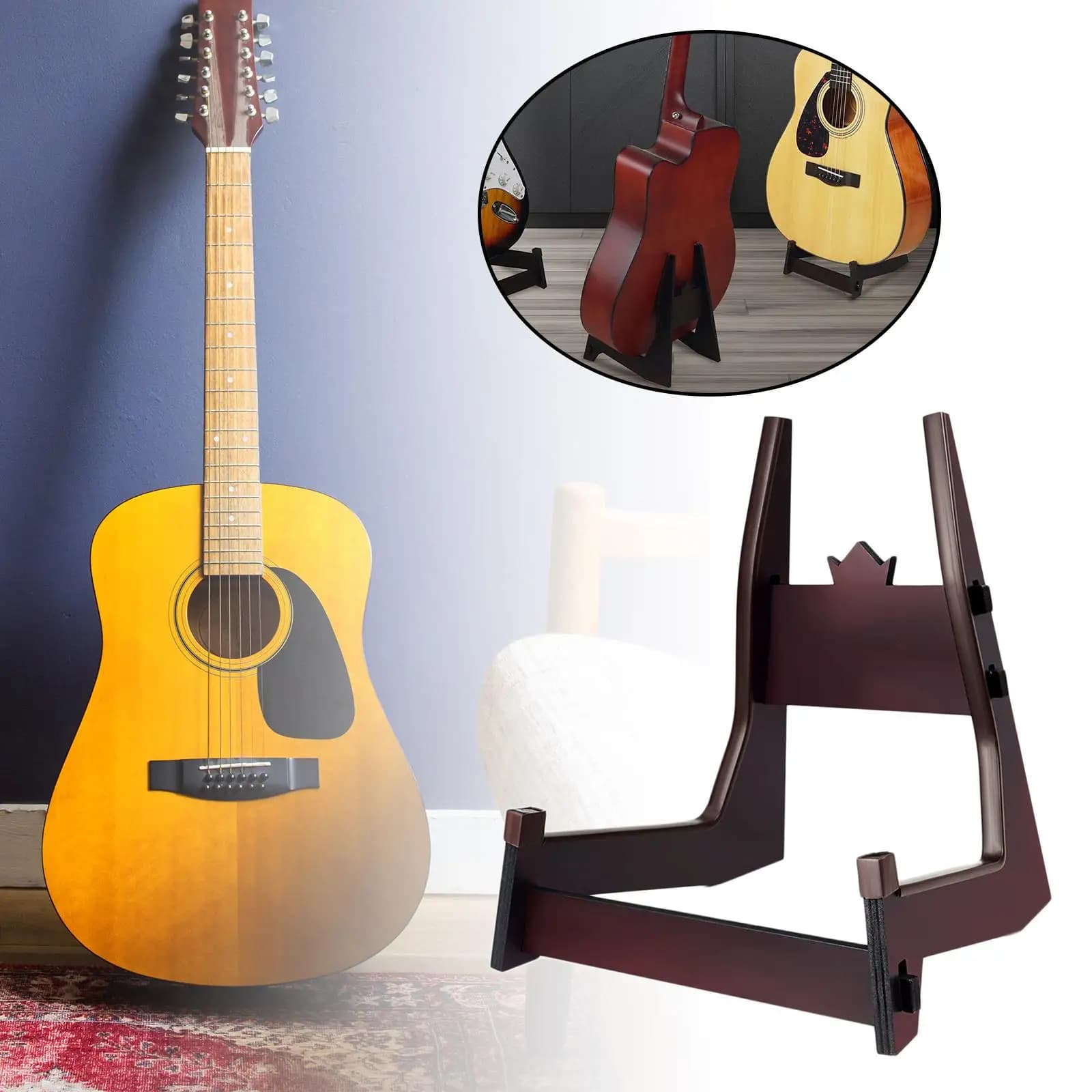 Wooden Cello Stand Holder for Bass Guitar Violin Ukulele Detachable Non Slip a Frame Instrument Storage