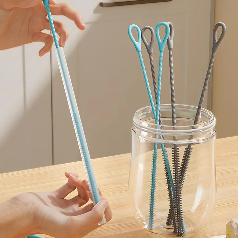 2PCS 25cm Silicone Straw Brushes Extra Long Cleaning Brush for Reusable Straws Food-Grade Deep Cleaner for Bottles & Pacifiers