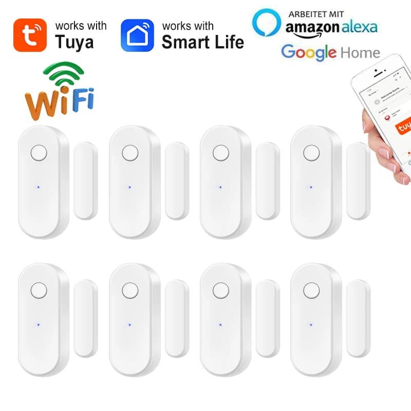 Sensore porta WiFi Tuya Smart Door detector Open / Closed Wifi Home Alarm compatibile con Alexa Google Home Tuyasmart life APP