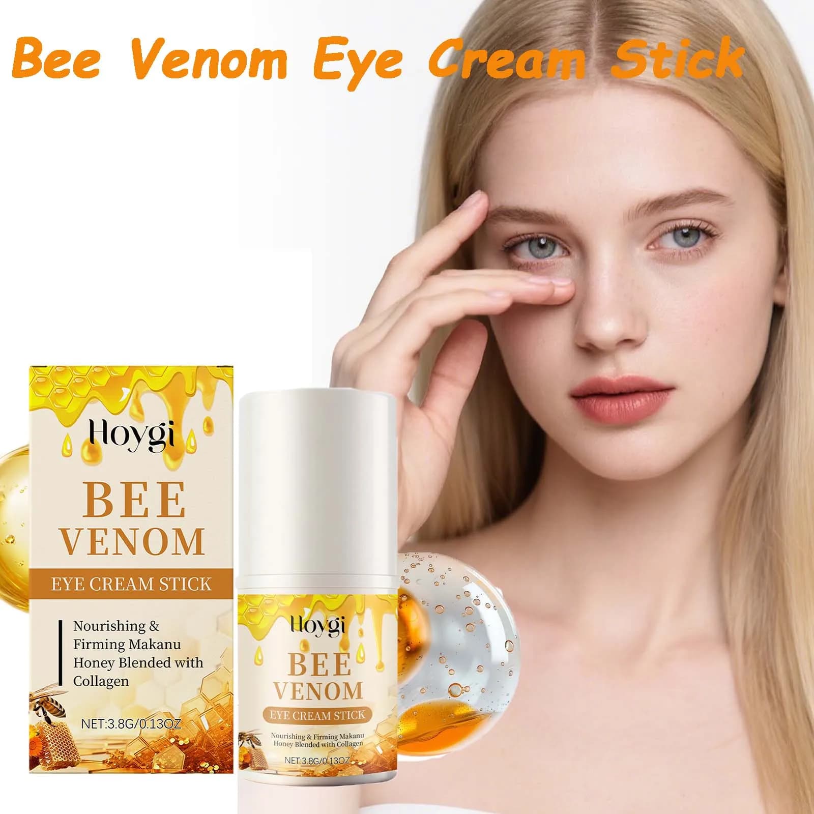 Veleno d'api Crema per gli occhi rassodante Stick Cerchi scuri Rimuovi le borse per gli occhi per sotto gli occhi Miele Lifting Schiarente Anti-gonfiore Cura degli occhi