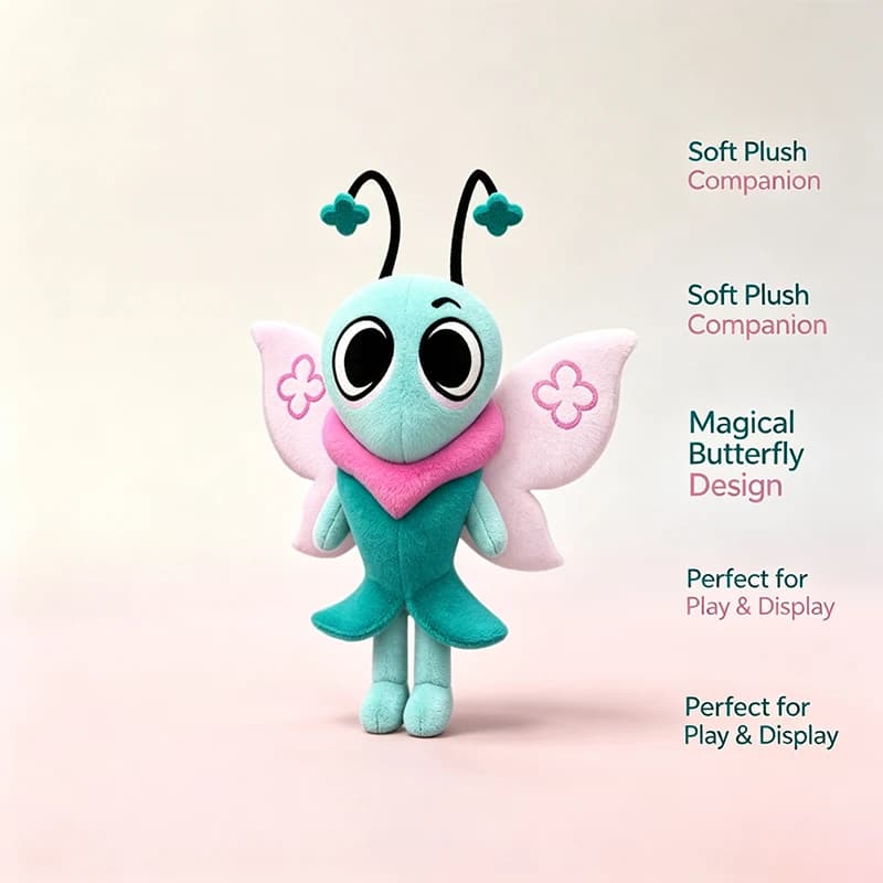 New 33-35cm Plush Cute Dandy Butterfly Stuffed Horror Game Plushie Soft Pillow Children Gifts Doll