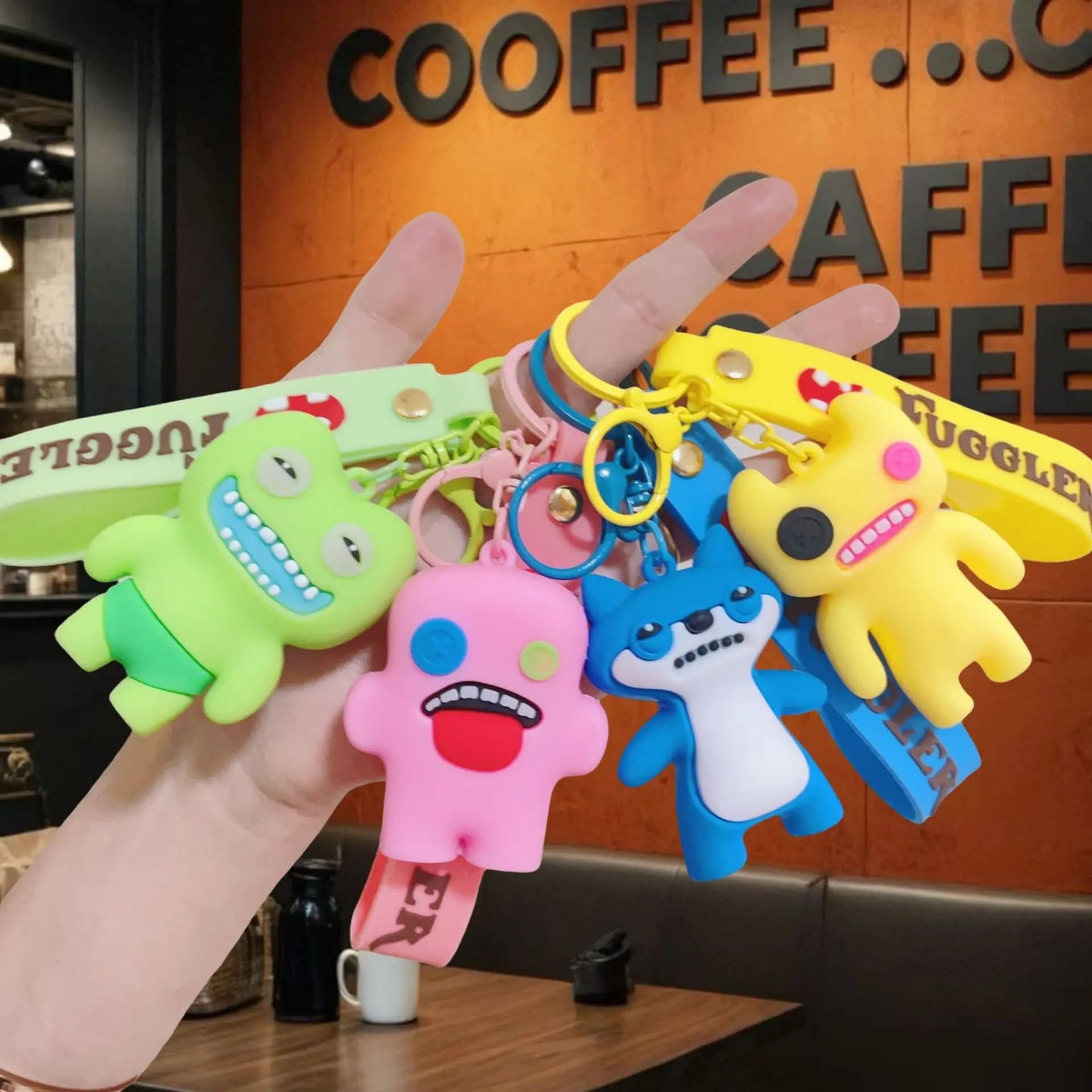 fugglers Portachiavi Denti Brutti Mostro Portachiavi Kawaii borse da scuola per bambini Decorazione pendente per bambini Giocattoli classici regalo