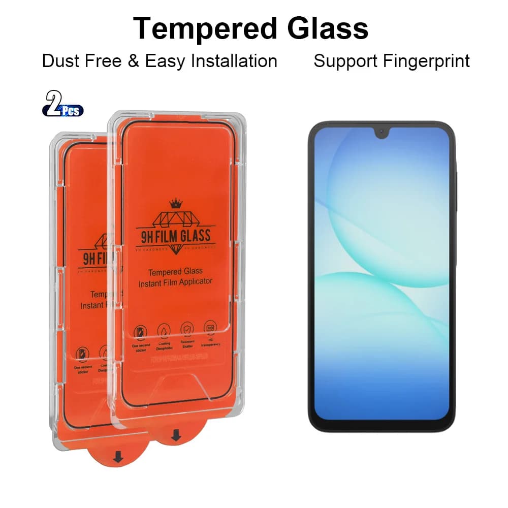 2 pezzi in vetro temperato HD per Samsung Galaxy A17 A07 A55 A35 A25 A15 A05 A05S protezione schermo impronta digitale-sblocco strumenti gratuiti
