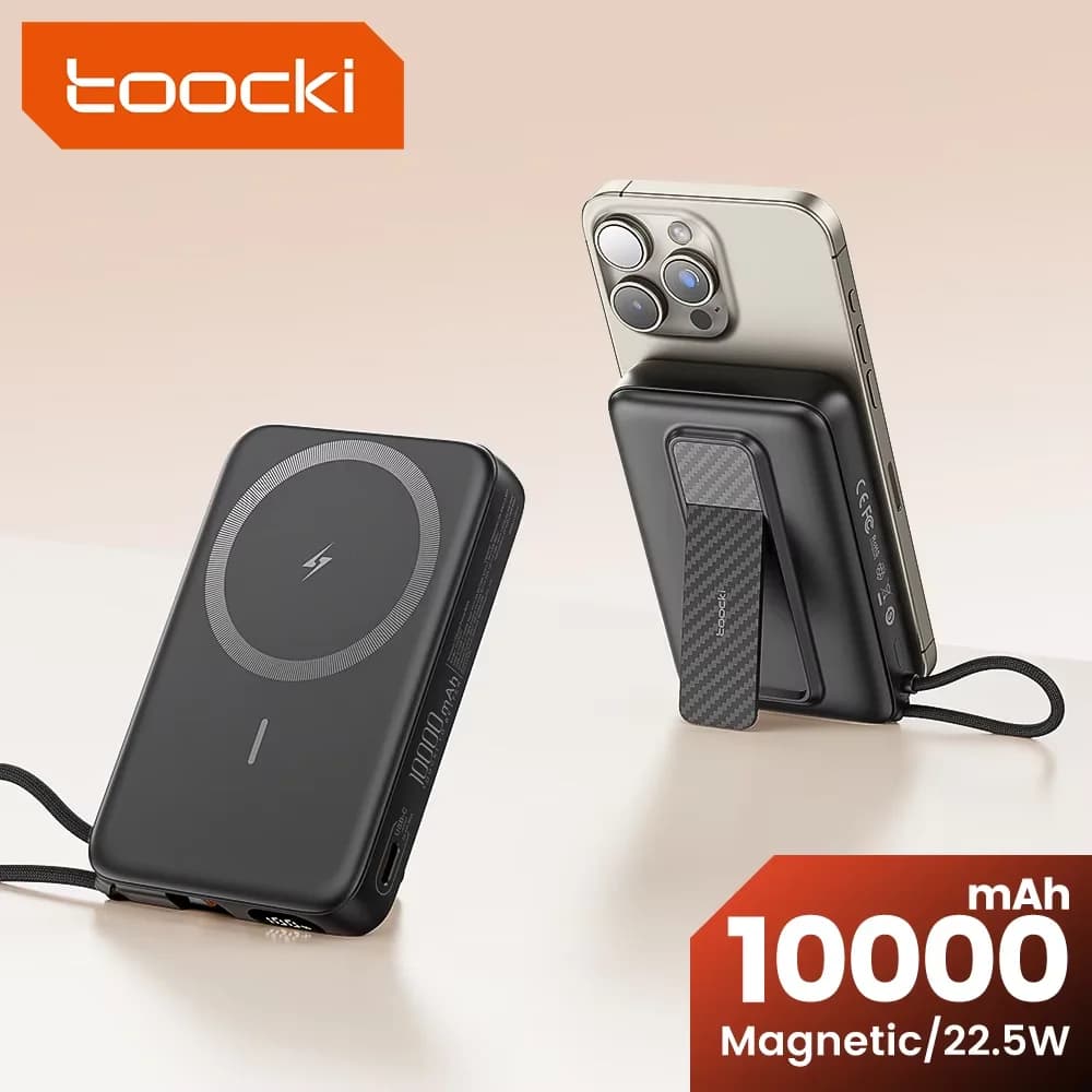 Toocki 10000mAh Powerbank magnetico con cavo di tipo C 22,5 W Display a LED a ricarica rapida Power Bank per iPhone 14 15 16 Samsung S23