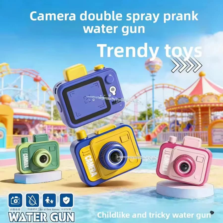 1 pz 2026 Nuova Pistola ad Acqua a Doppia Testa a Forma di Fotocamera, Giocattolo Scherzo con Doppio Spruzzo Anteriore e Posteriore, Regalo Divertente a Sorpresa per Bambini, Festa Estiva in Piscina e in Spiaggia