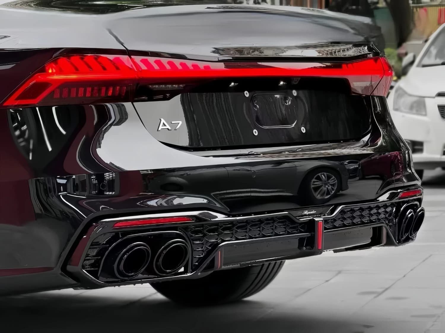 For Audi A7 Sportback C8 4K8 2019-2025 RS7 Style Rear Diffuser Gloss Black Resin Material Lower Bumper Spoiler Body Kit