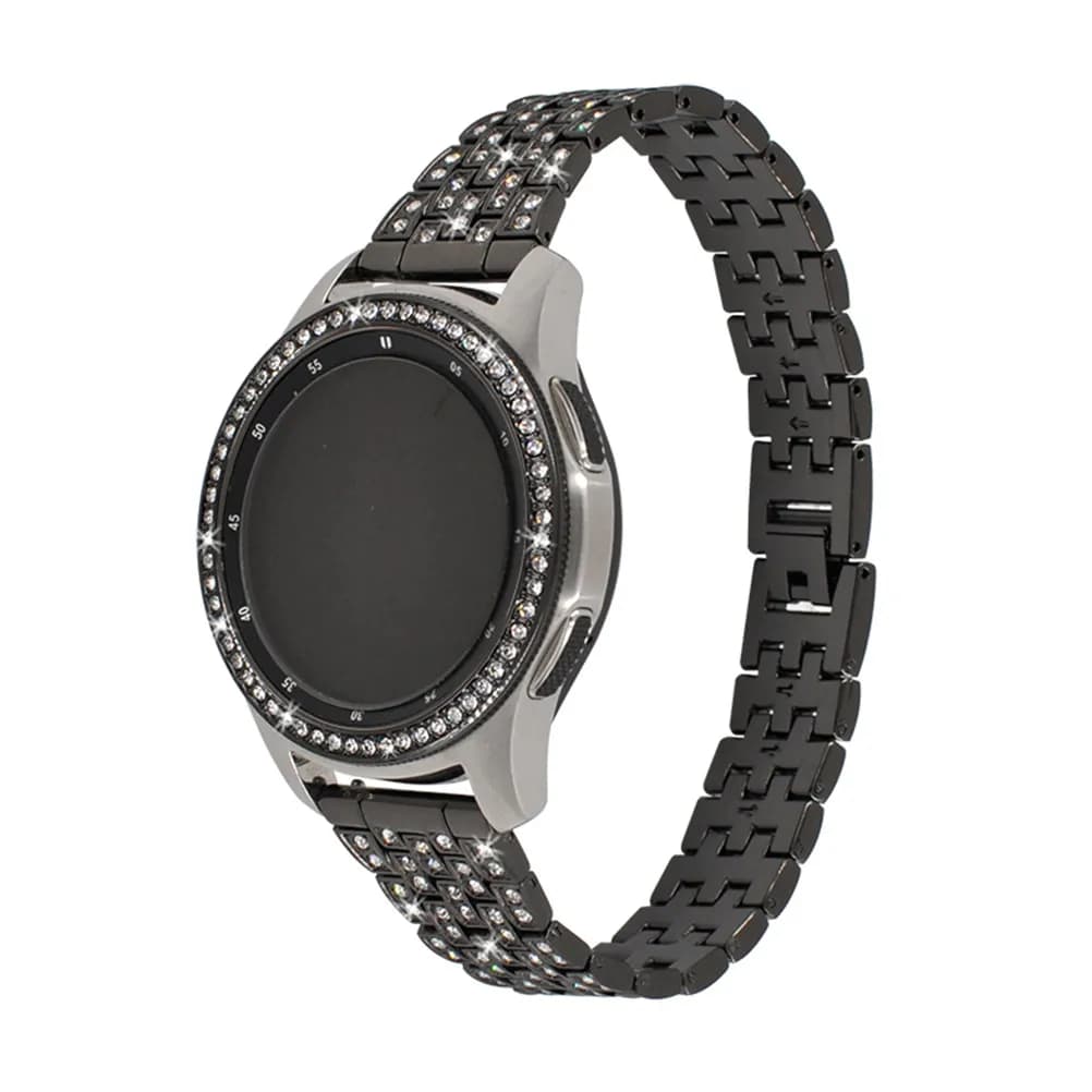 Alloy bezel ring for intelligent scratch protection, anti-collision cover compatible with Galaxy Watch 46 mm, black, high-end fashion