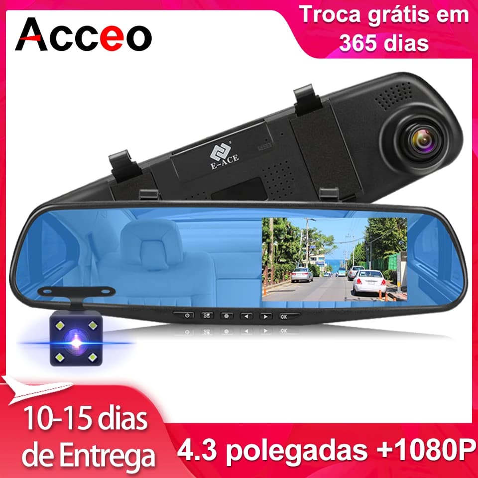ACCO Dash Cam schermo antiriflesso da 4.3 pollici FHD 1080P telecamera frontale grandangolare registrar automatico supporta la telecamera per specchietto retrovisore