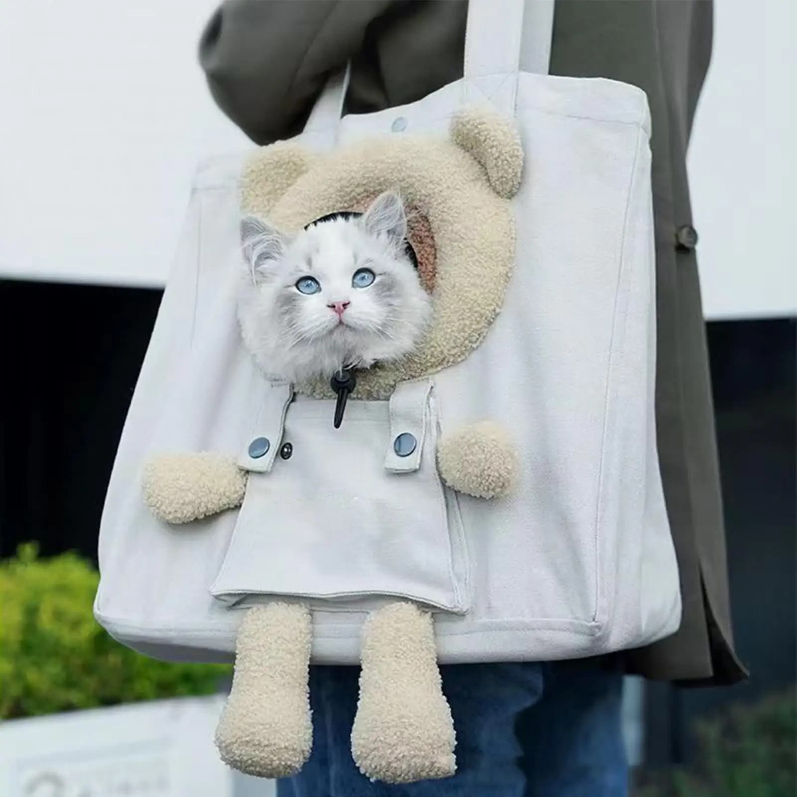Borsa Trasportino per Gatti in Tela Morbida e Traspirante, Ideale per Viaggi, Visite al Veterinario, Toelettatura all'Aperto, Uso Quotidiano, Auto e Aereo